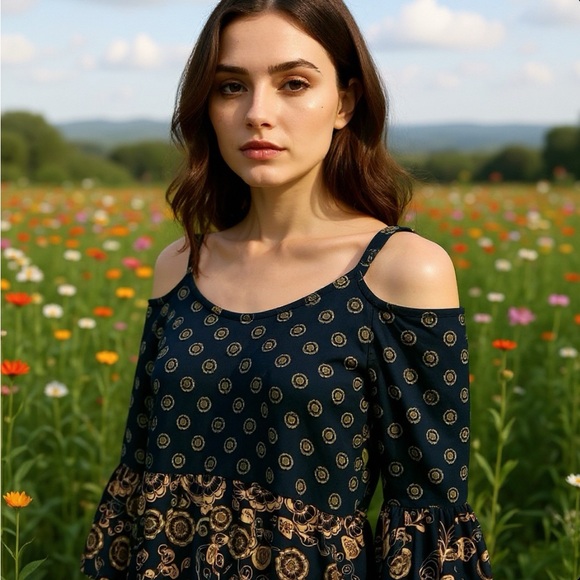 Sienna Sky Tops - Sienna Sky Cold Shoulder Bell Sleeve Blouse Size Small